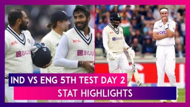 IND vs ENG 5th Test Day 2 Stat Highlights: Jasprit Bumrah’s All-Round Effort Keeps India Ahead